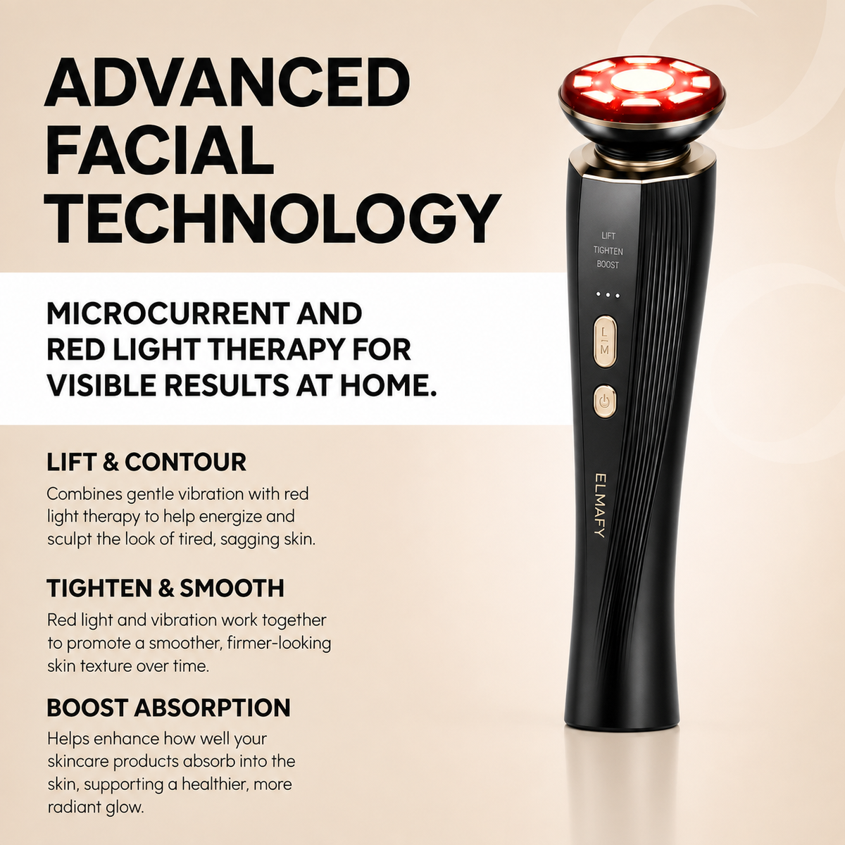 ELMAFY LumaLift | Red Light Therapy & Vibration Device for Face